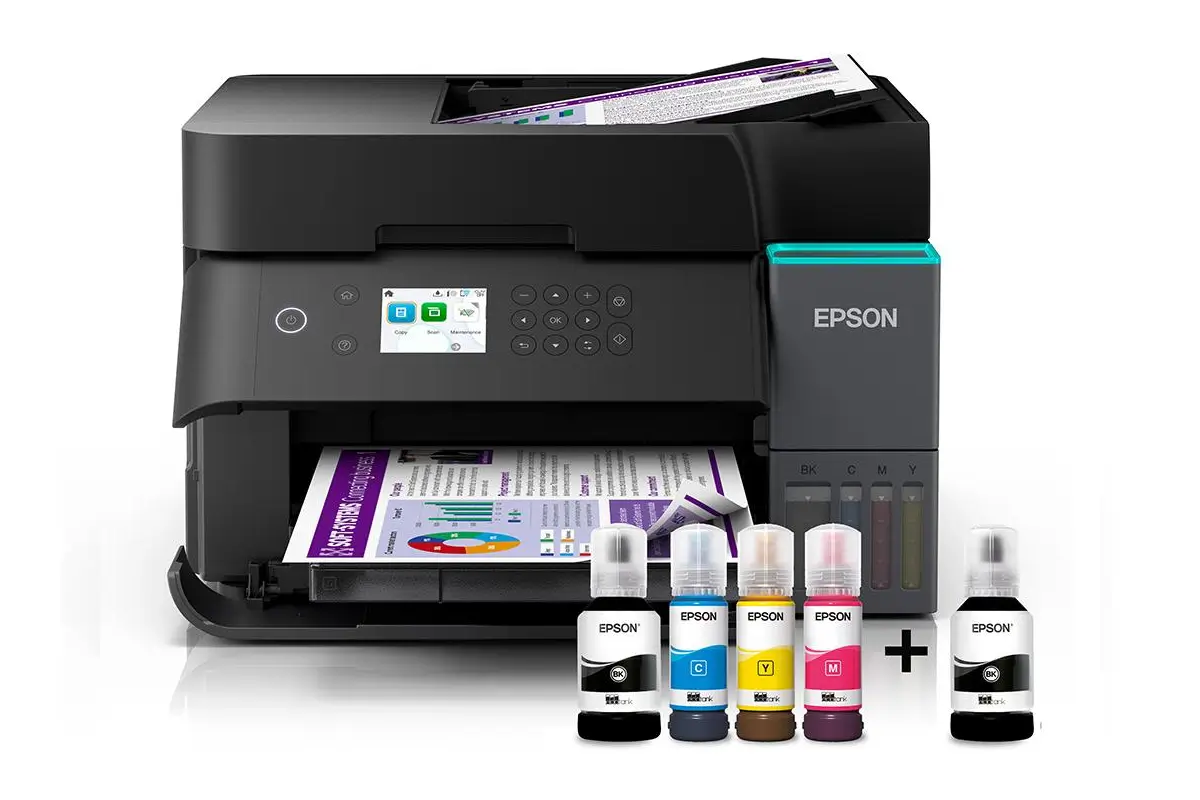 Epson tanklı yazıcı ve mürekkep şişeleri