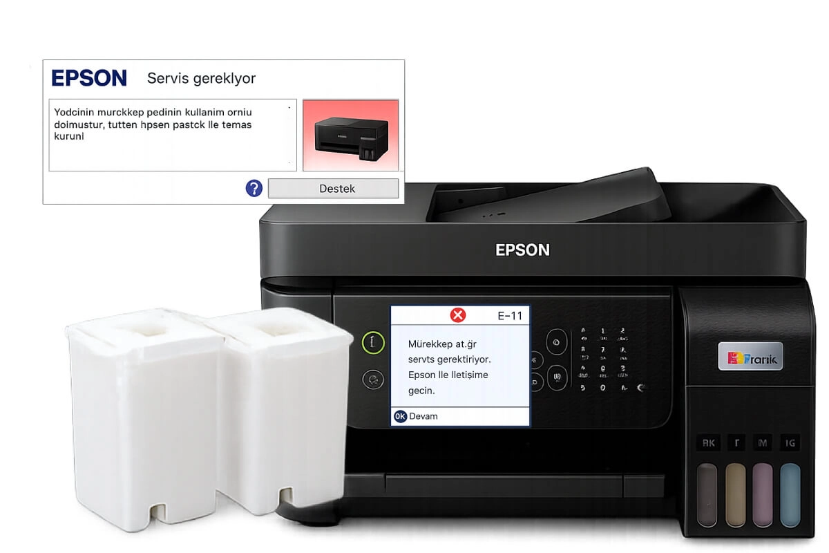 Epson yazıcı mürekkep atığı ve ped değişimi servis uyarısı